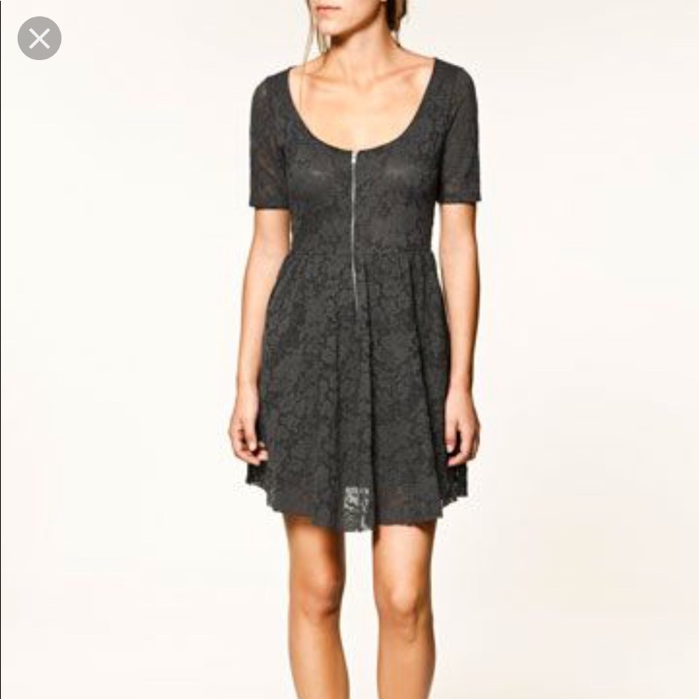 Zara grey lace dress with front zipper